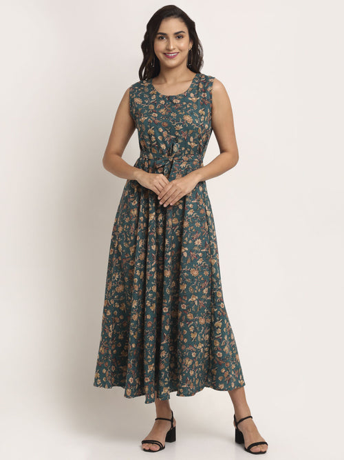 Aawari Rayon Green Jaal Printed Inner Gown For Women and Girls