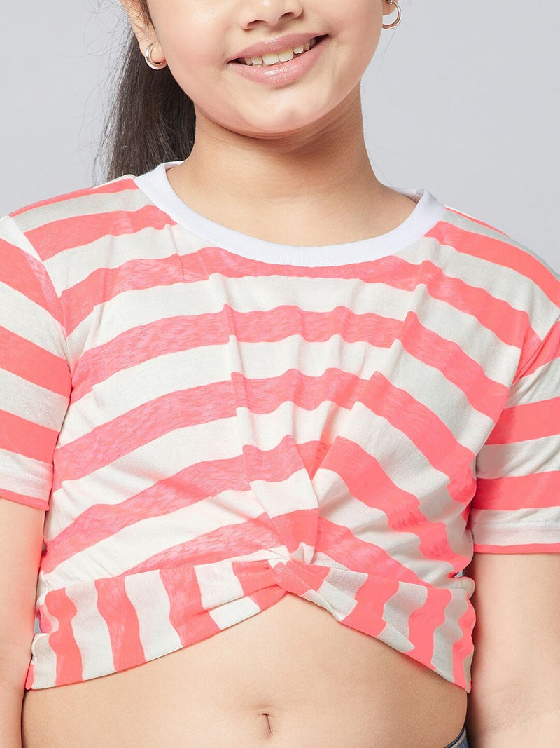 Girl's Temporal Pink Printed Top