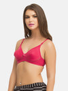 Clovia Cotton Rich Non Padded Wirefree T-shirt Bra In Hot Pink