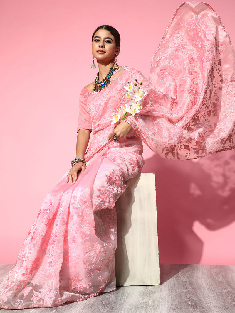 Sareemall Pink Embroidered Women Saree