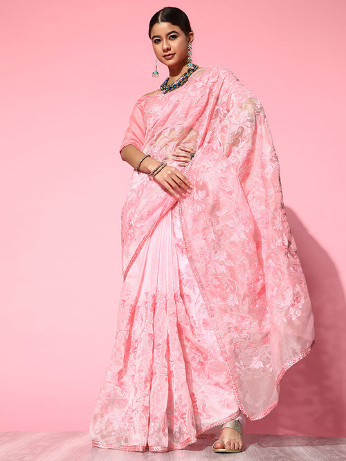 Sareemall Pink Embroidered Women Saree