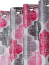Home Sizzler 2 Piece Moroccan Motif Eyelet Glace Cotton Long Door Curtains - 9 Feet, Pink