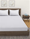 Home Sizzler 300TC Microfibre White Satin Striped Double Bedsheet with 2 King Size Pillow Covers, 90"X92"