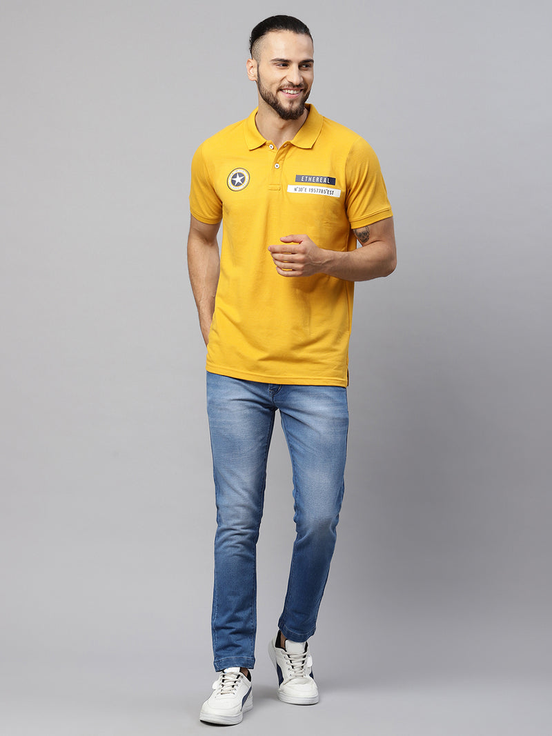 Rodamo Mustard Polo Printed T-Shirts