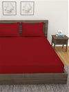 Home Sizzler 300TC Microfibre Maroon Satin Striped Double Bedsheet with 2 King Size Pillow Covers, 90"X92"
