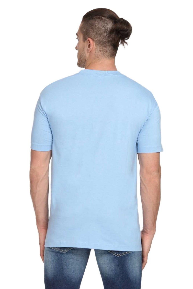 Fidato Sky Blue Men's Half Sleeves Round Neck T-shirt