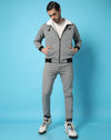 Campus Sutra Mens Grey Textured Cotton Jacket Regular Fit For Casual Wear | Fleece Standing Collar | Zipper | Stylish Jacket Crafted With Comfort Fit & High Performance For Everyday Wear