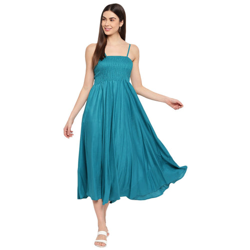 Aawari Rayon Bobbin Gown For Girls and Women Rama Blue