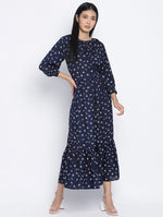 Exciting Blue Printed Causal Women Dress