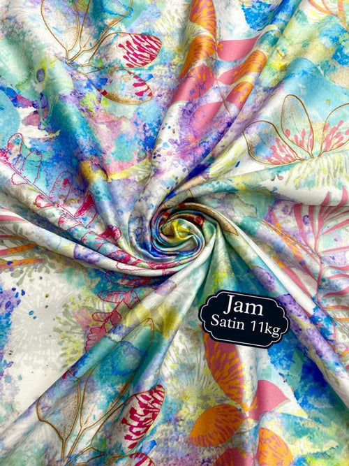 Jam Satin Multicolour Digital Printed Fabric