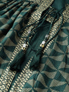 Juniper Jade Green Rayon Slub Printed Jacket Style Kurta With Pants