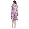 Myy Women'S Floral Digital Printed Knee Length Dress With Waist Tie Ups Pink