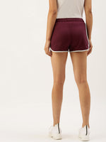 Women Maroon Solid Regular Shorts