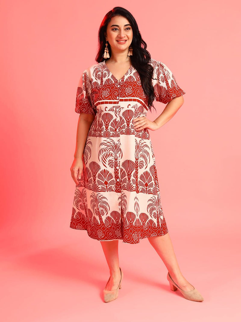 Instafab Grill Fill Plus Size Women Floral Design Stylish Casual Dresses