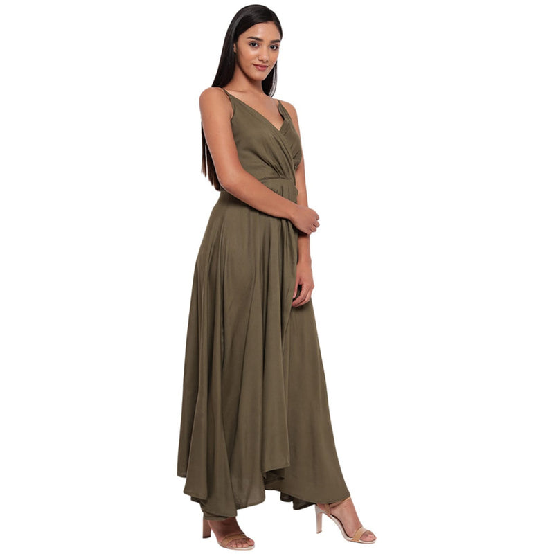 Aawari Rayon Front Open Gown For Girls and Women Military