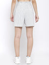Zastraa White Pin Stripes Shorts with Attached Belt