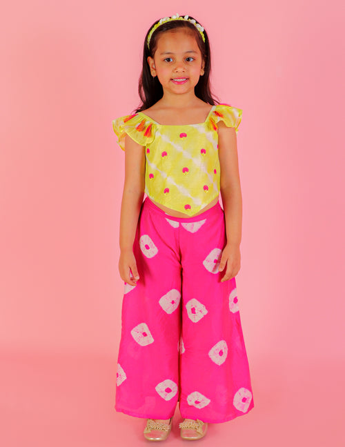 Lil Drama Girls Fusion Flared Palazzo With Top