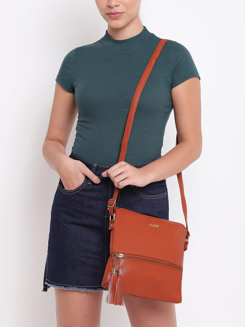 Kleio Dianas Stylish Lightweight Tassel PU Leather Cross Body Side Sling Handbag Purse For Women Girls Ladies