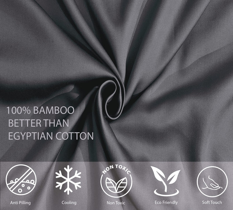 Organic Bamboo Standard Pillowcases - Grey - Standard