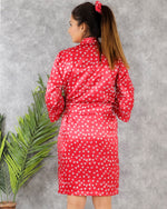 Red Comfy Sleeves Night Wear Suit