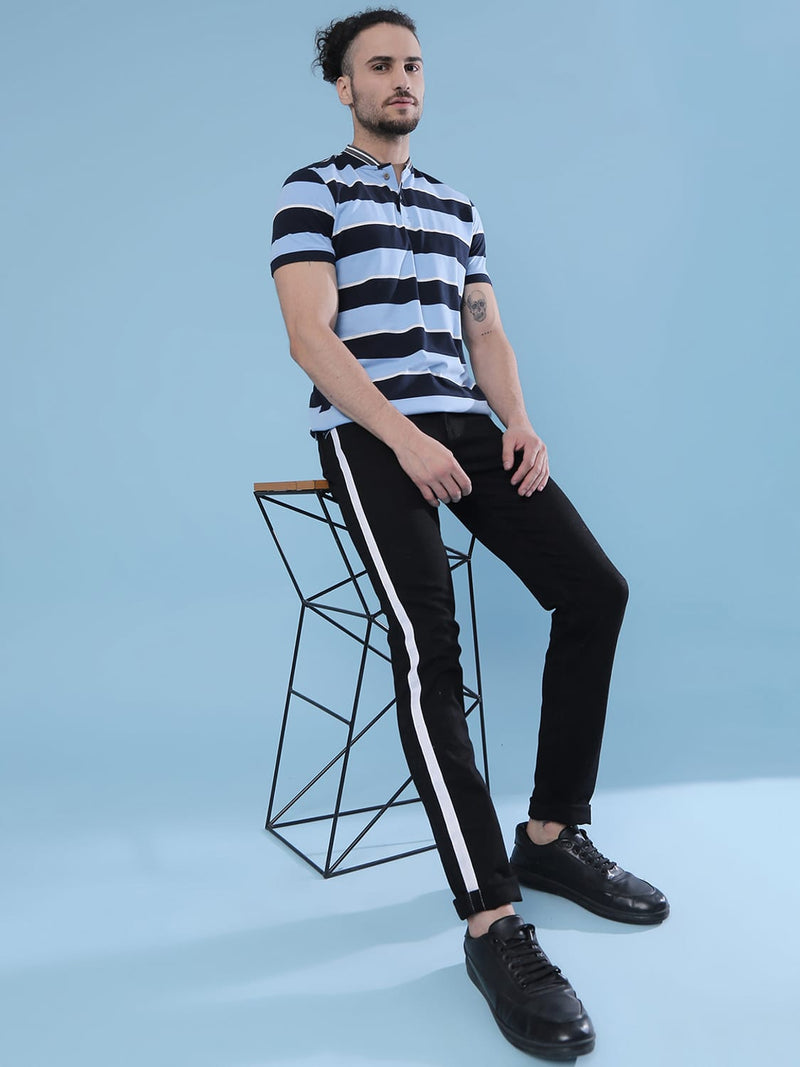 Campus Sutra Tee Tree Men Side Striped Stylish Casual Denim Jeans