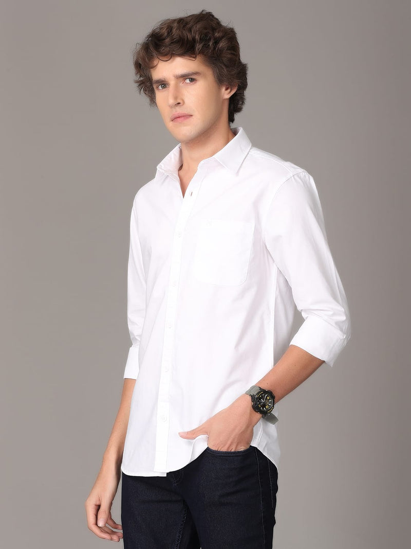 Oxford White Slim Fit Cotton Casual Shirt