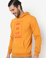 Campus Sutra Men's Mustard Yellow Fit With Hoodie For Winter Wear | Full Sleeve | Cotton Sweatshirt | Casual Sweatshirt For Man | Western Stylish Sweatshirt For Men