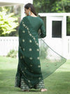 Juniper Green Mono Viscose Festive Wear Printed Straight Kurta Sharara Dupatta Set