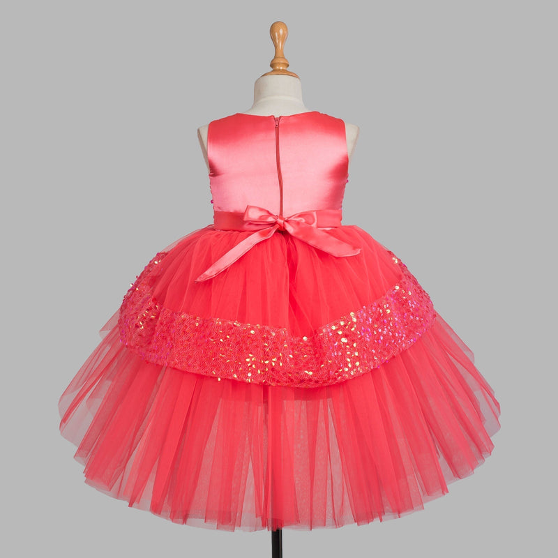 Toy Balloon Kids Charming Coral Hi-Low girls party wear dress