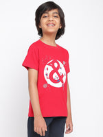 Tales & Stories Boy's Cotton Red Graphic Printed T-shirt
