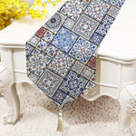 Ethnic Box Printed Cotton Canvas Table Runner (13 x 72 Inches, with Tassel)