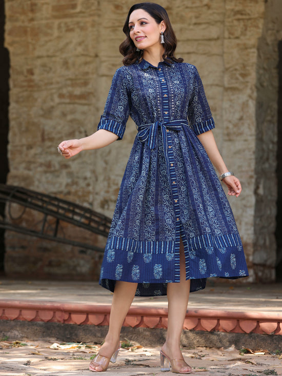 Juniper Women's Navy Printed A-Line Dress