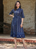 Juniper Women's Navy Printed A-Line Dress