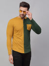 Men Mustard Full Sleeve Knitted Shirt