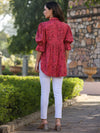 Juniper Women Rust Shantoon Floral Printed High & Low Peplum Tunic.