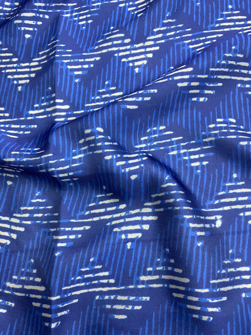 Lavish Poly Modal Satin Zigzag Pattern Digital Printed Fabric