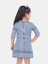Naughty Ninos Girls Denim Embroidered Fit and Flare Dress