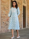 Juniper Women's Sky Blue Printed A-Line Dress