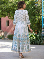 Juniper Women Blue Shantoon Printed Anarkali Maxi Dress.