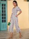 Juniper Women Pink Cotton Flex Floral Printed Jumpsuit.