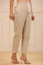 Juniper Women's Beige Cotton Spendex Solid Straight Pant