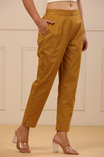 Juniper Womens Mustard Cotton Spendex Solid Straight Pant