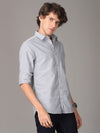 Oxford Chambray Light Grey Slim Fit Cotton Casual Shirt