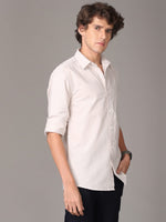 Oxford Chambray Beige Slim Fit Cotton Casual Shirt
