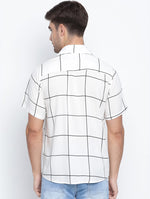 Sharp Witted White Check Print Men Causal Shirt