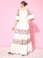 Lake On The Moon Ruching Maxi Dress Multicolored-Base-Off White