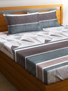 Home Sizzler 144TC Triangulastripe Multicolor Double Bedsheet with 2 King Size Pillow Covers
