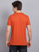 Rodamo Peach Printed Round Neck T-shirts