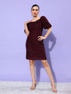 Wine And Dine Puff Sleeved Bodycon Dress Maroon