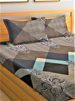 Home Sizzler 144TC Microfibre Grey Double Bedsheet With 2 King Size Pillow Covers